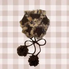 ♥ハンドメイド 星型 イヤーマフ 茶色×ヒョウ柄 編み物 ♥