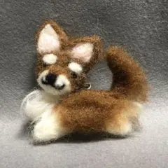 羊毛フェルト 犬 ブローチ 茶