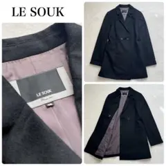 【LE SOUK】ダブルブレスト ジャケットコート　カシミヤ100% ブラック