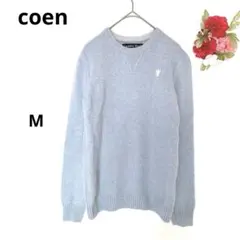 ❣️コーエン❣️ニット セーター 長袖 クルーネック 刺繍 ライトブルー 水色 M