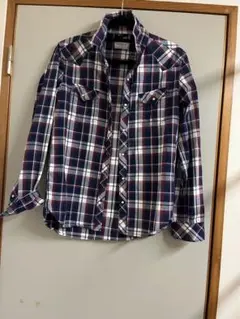 チェック柄 長袖シャツ ネイビー