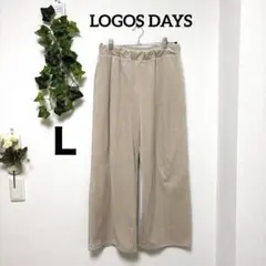 【ロゴスデイズ】裏起毛 プリーツワイドパンツ ベージュ Ｌサイズ