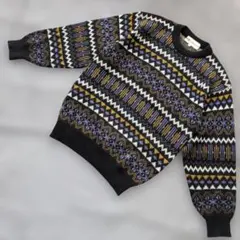 ★b3366 HARDY AMIES【S】 幾何学模様 長袖セーターのサムネイル