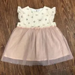 Bebe reduction 花柄フリル袖ワンピース 80-90 ベビー　ドレス