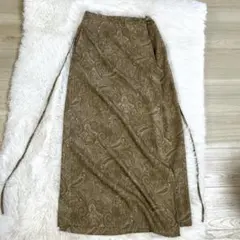美品mysticブラウン ペイズリー柄 ロングスカート✨Fサイズ✨