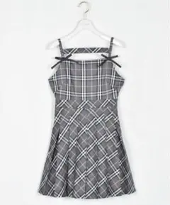 evelyn エブリン チェックプリーツOP グレー ワンピース