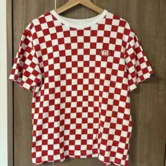VANS 2018 チェッカーボード 赤白 総柄 オーバルロゴ S