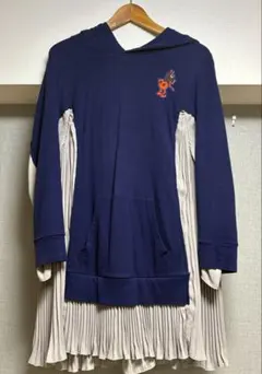 UNDERCOVER 13SSアンダーカバー プリーツ切替 フーディー ネイビーのサムネイル
