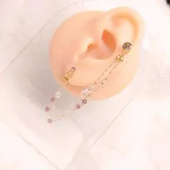 ツーピン ピアス　アメジストカラー