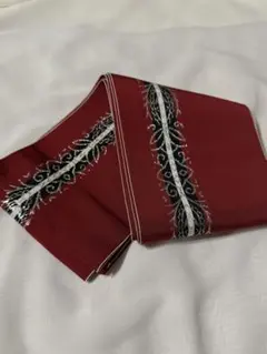 赤刺繍 小幅帯　単　ポリエステル
