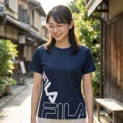 美品 FILA フィラ テニスウェア Tシャツ《LL》ネイビー レディースのサムネイル