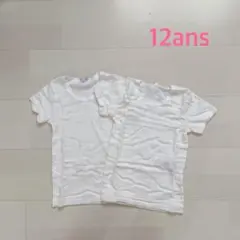 プチバトー　ホワイト半袖Tシャツ2枚組　12ans