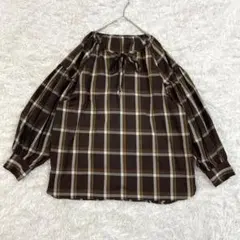 DRESKIP ドレスキップ ブラウス M チェック柄 オーバーサイズ トップス