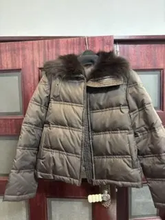 ブラウン ダウンジャケット ファー付き