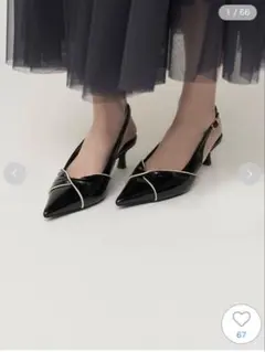 SNIDEL ツイストリボンパンプス ブラック Lサイズのサムネイル
