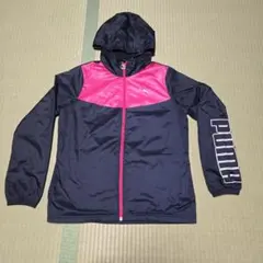 PUMA フード付きウィンドブレーカー ネイビー/ピンク レディース サイズL