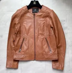 極美品✨グレースコンチネンタル ノーカラージャケット 羊革 ブラウン 36