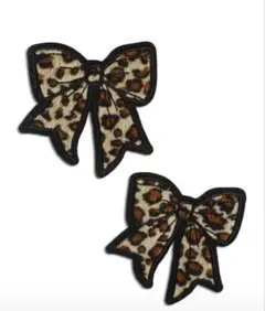 ヒョウ柄リボンワッペン 2枚セット♡ハンドメイド・リメイク・韓国風・デコ