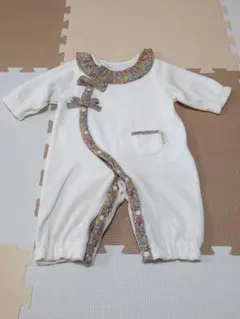 petit main プティマイン 花柄リボン長袖ロンパース　50 60 70