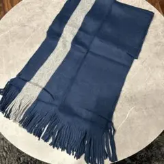 新品未使用ネイビーとグレーのストライプマフラー