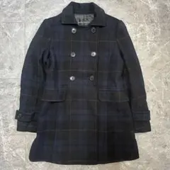 BUONA GIORNATA ネイビー系 チェック柄 コート M 【N3】