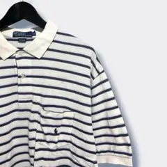 ラルフローレン 鹿の子 ポロシャツ ストライプ XL