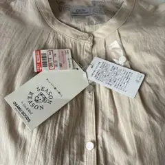 season reason OSAMUGOODS ペプラムブラウス 淡薄橙 LL