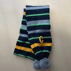 COMME CA ISM ボンボンつきストライプマフラー