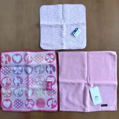 タオルハンカチ 　ピンク　３枚セットのサムネイル