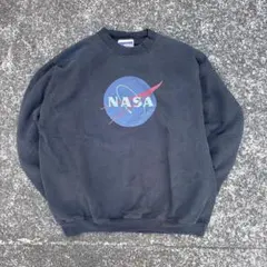 90s~00s Hanes NASAロゴ スウェットシャツ 黒