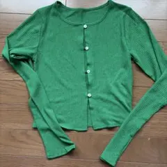 FOREVER 21 グリーン リブ 長袖 カーディガンのサムネイル