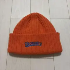 ロゴ刺繍 ニット帽 ビーニー オレンジ
