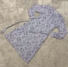 ★サマンサモスモスブルー　ロングワンピース　M 花柄　パープル　長袖