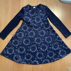 メゾピアノ　ネイビー リボン柄 ワンピース