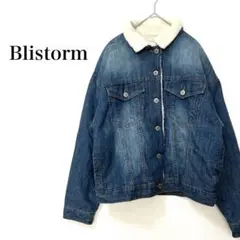 ボアストーム【L】裏ボアデニムジャケット Gジャン デニムブルゾン 綿100%