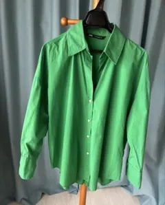ZARA グリーン オーバーサイズシャツ 長袖