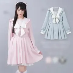 962　夢展望　DEAR MY LOVE Mハートレースリボンセーラーワンピース