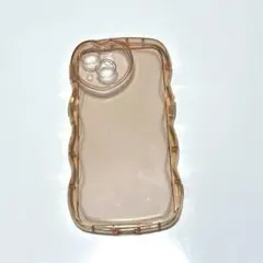 ピンク iPhone14 スマホケース ウェーブデザイン クリア