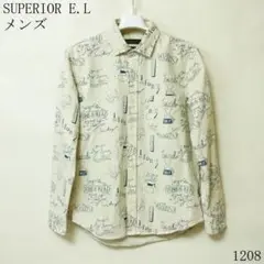 SUPERIOR E.L コーヒープリント 長袖シャツメンズＭサイズ