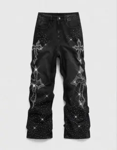 Opium Black coating denim ワイドパンツ フレアのサムネイル
