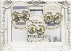 【11】レジン　フラワー　イヤリング　3個セット