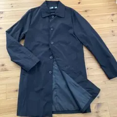 ブラック ステンカラーコート ロング