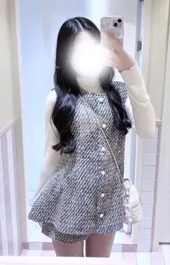 GRL フリージアツイードベスト×ショートパンツセットアップ