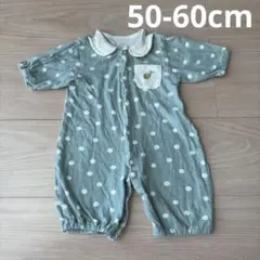 水玉模様ロンパース　グリーン　レモン