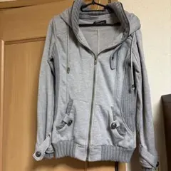 グレー フード付き パーカー ニット