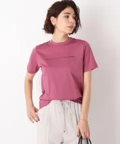 【美品】 OPAQUE.CLIPトップス 半袖 ロゴプリントTシャツ 綿 ピンクのサムネイル