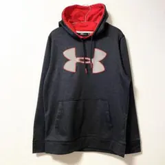 アンダーアーマー パーカー M 濃灰 黒 赤 ロゴ 春 美品 スウェット メンズ