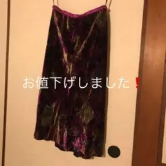 エトロ シルク混 ベロア　ワインカラー地花柄ロングスカートのサムネイル