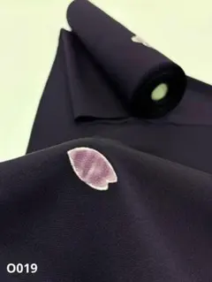 小紋 手描 桜 丹後ちりめん 飛び柄 紫黒色 反物 正絹 O019