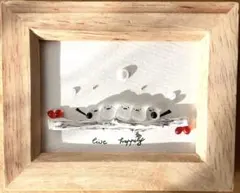 シーグラスアート　シマエナガ　ホワイト　北欧　木　枝